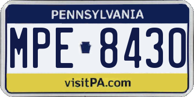 PA license plate MPE8430
