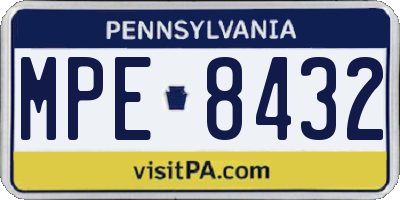 PA license plate MPE8432
