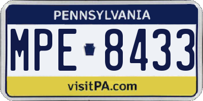 PA license plate MPE8433