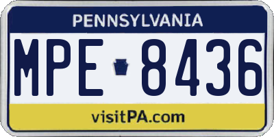 PA license plate MPE8436