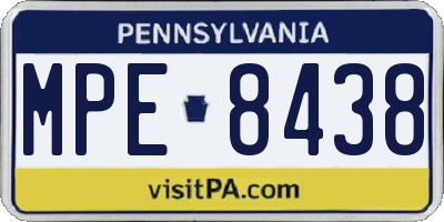 PA license plate MPE8438