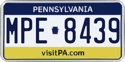 PA license plate MPE8439