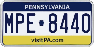 PA license plate MPE8440