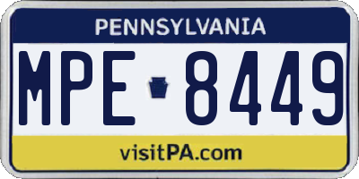 PA license plate MPE8449
