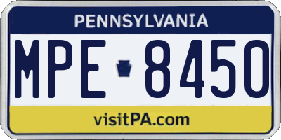 PA license plate MPE8450