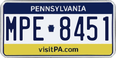 PA license plate MPE8451