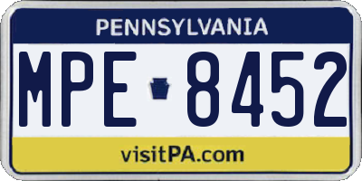 PA license plate MPE8452