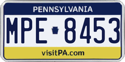 PA license plate MPE8453