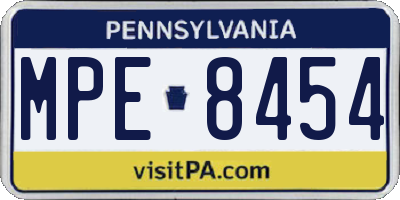 PA license plate MPE8454