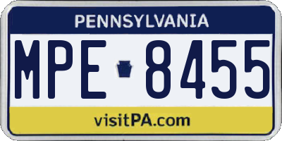 PA license plate MPE8455