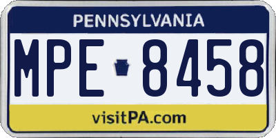 PA license plate MPE8458
