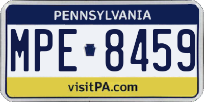 PA license plate MPE8459