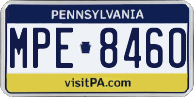 PA license plate MPE8460