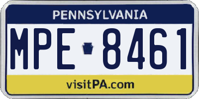 PA license plate MPE8461