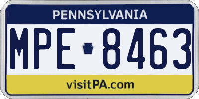 PA license plate MPE8463