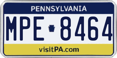 PA license plate MPE8464