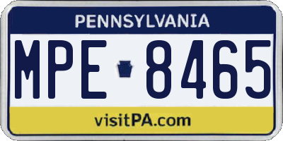 PA license plate MPE8465