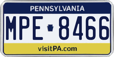 PA license plate MPE8466