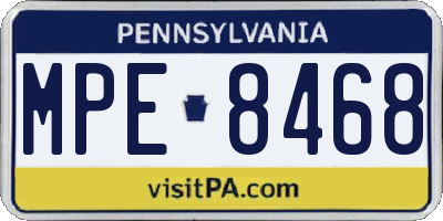 PA license plate MPE8468