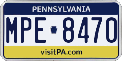 PA license plate MPE8470
