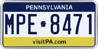 PA license plate MPE8471