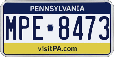 PA license plate MPE8473