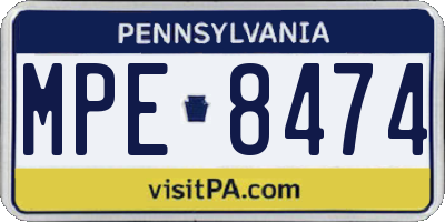 PA license plate MPE8474