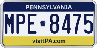 PA license plate MPE8475