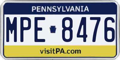 PA license plate MPE8476