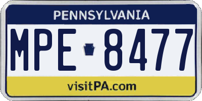 PA license plate MPE8477