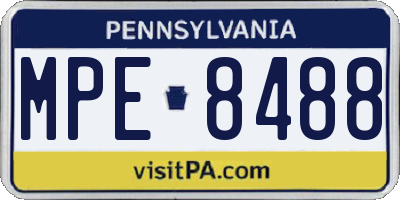 PA license plate MPE8488
