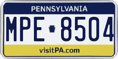 PA license plate MPE8504