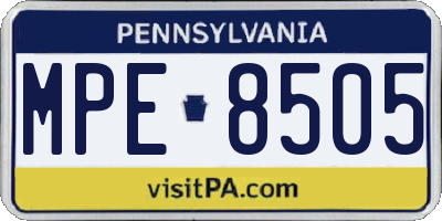 PA license plate MPE8505
