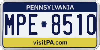 PA license plate MPE8510