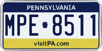 PA license plate MPE8511