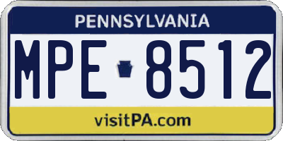 PA license plate MPE8512