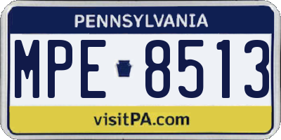 PA license plate MPE8513