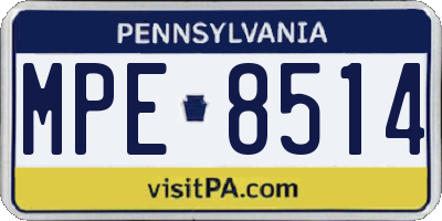 PA license plate MPE8514