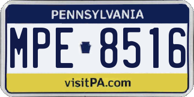 PA license plate MPE8516