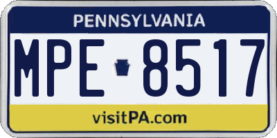 PA license plate MPE8517