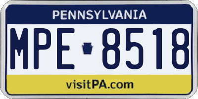 PA license plate MPE8518