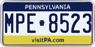 PA license plate MPE8523