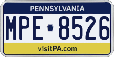 PA license plate MPE8526