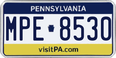 PA license plate MPE8530