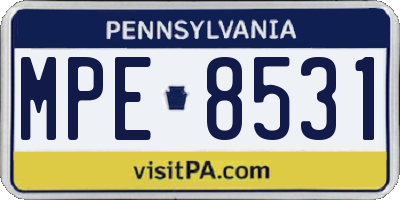 PA license plate MPE8531