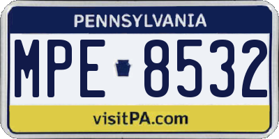 PA license plate MPE8532