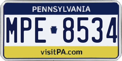 PA license plate MPE8534