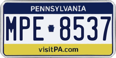 PA license plate MPE8537
