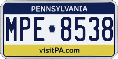 PA license plate MPE8538