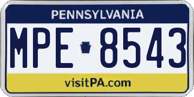 PA license plate MPE8543